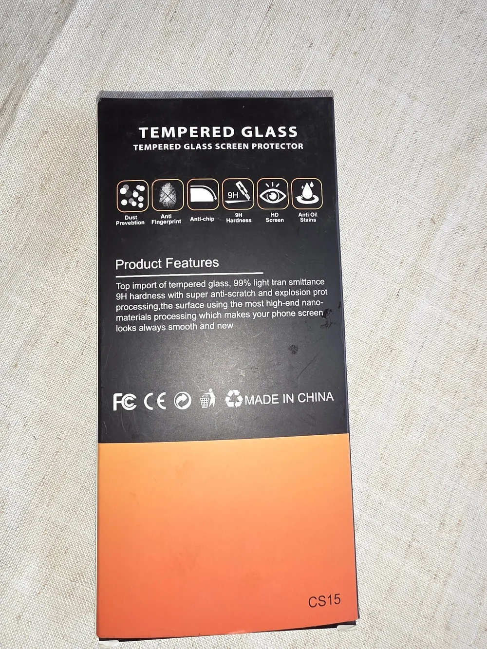 Tempered Glass Screen Protector - Black/Orange